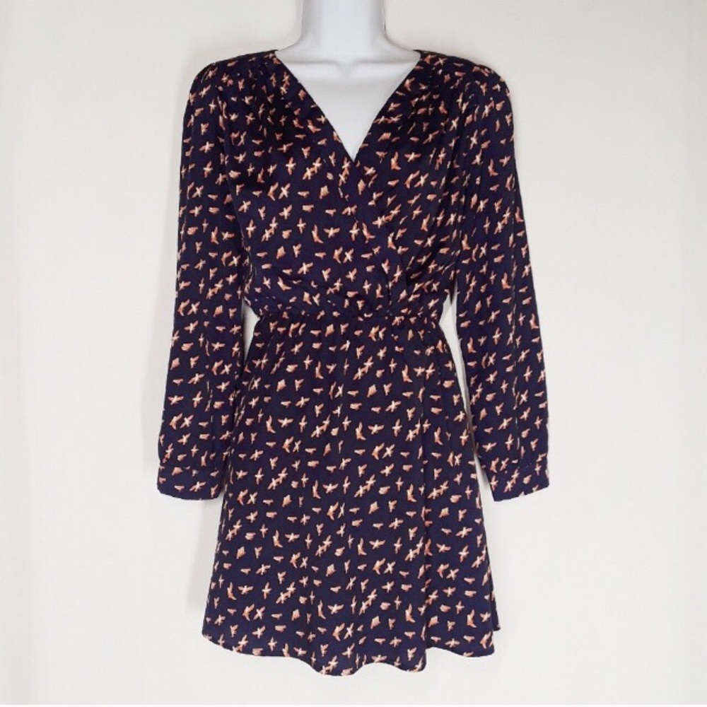 Bar III bird print navy and orange crossov…
